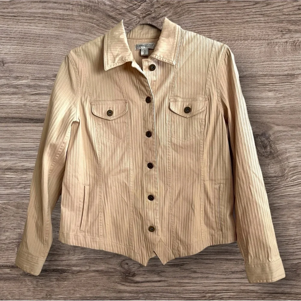 Coldwater Creek Jacket Blazer Women’s Size 10 Beige Button GUC - Picture 1 of 9